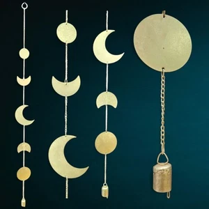 Appendiabiti da parete Boho fasi lunari | decorazione celeste in metallo | ornamento da appendere oro - Foto 1 di 6
