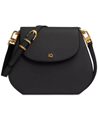 Donna Karan New York Bellerose Leather Flap Crossbody Bag Women's Black/Gold - Image 1 of 4