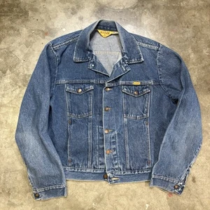 Vintage 1970s Rustler Jean Jacket Size Large 79111SW Blue Denim Trucker - Picture 1 of 6