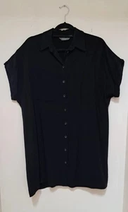 Black Linen Short Summer Shirt Dress Size S - Picture 1 of 5