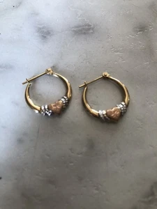 10k Multi Tone Gold Hoop Earrings By JCM - Picture 1 of 2