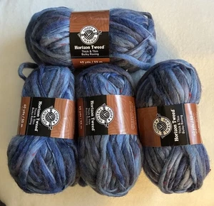 Loops and Threads Yarn Horizon Tweed Bulky Roving 4 Skeins Deep Water New - Picture 1 of 4