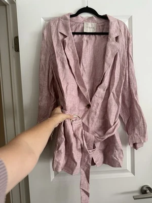 Blazer para mujer $750 Lafayette 148 New York rosa 100 % algodón 2X Foto 1 de 4