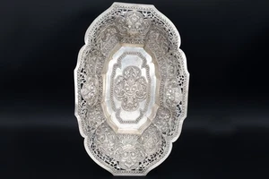 Antique 1910s Bali Indonesia Silver Tray With Tarang Tapel Masks - Picture 1 of 8