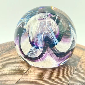 Vintage Caithness 2" Mond Kristall Kunst Glas Briefbeschwerer Schottland Schattierungen Lila - Bild 1 von 5