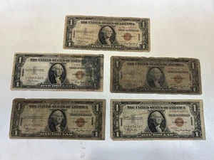 Lot of 5 x 1935A Hawaii Silver Certificate WWII Emergency Issue Notes X21 - Picture 1 of 10