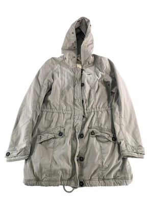 Hollister Jacket Womens Large Hooded Button Front Drawstring Parka Coat Lined - Image 1 of 4