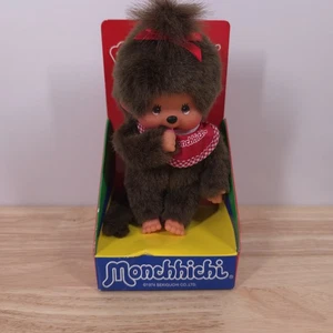 1974 Sekiguchi Monchhichi Classic Doll Girl Red Bib NIB 90s European Import - Picture 1 of 17