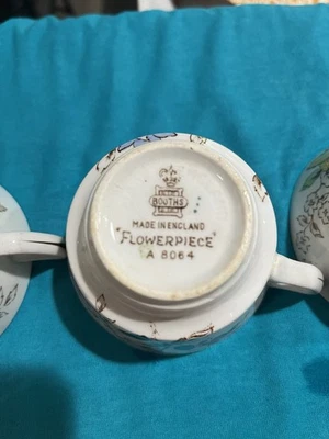 ONLY (3)- TEA CUPS= BOOTHS- MADE IN ENGLAND- FLOWERPIECE A 8064 Foto 1 de 4