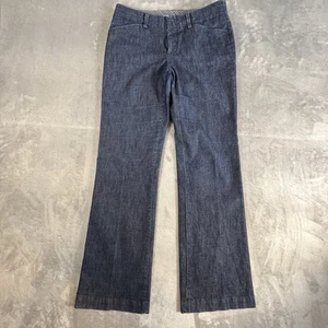 GAP Y2K Blue Curvy Fit Flare Stretch Denim Look Womens 6 Long Flap Back Pockets - Picture 1 of 12