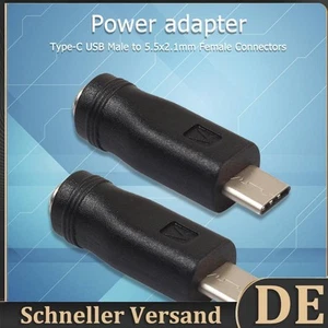 2 Pièces DC Power 5,5 x 2,1mm Convertisseur Adaptateur Connecteur DC Femelle vers USB-C Connecteur - Photo 1/8
