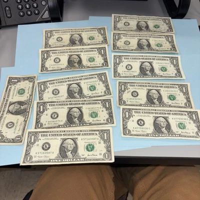 $1 Bills  Set Of 11   Old Money   2001 Bills  - Image 1 of 4