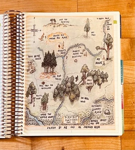 Winnie the Pooh Wood Map Two-Sided Dashboard 4 use w/ Erin Condren Life Planner~ - Picture 1 of 3