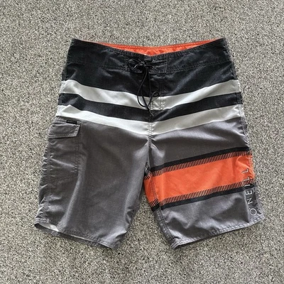 Мужские шорты O'neill 21 дюйм размер 34 в полоску серые оранжевые с карманами для груза - Изображение 1 из 4