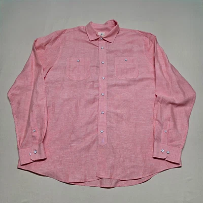 Camisa Johnnie O Hangin Out Rayas Hombre Talla 2XL Roja Calce Regular Abotonada Foto 1 de 4