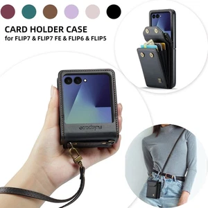 Bandolera Cartera Teléfono Estuche Ranura para Tarjeta y Correa para Samsung Galaxy Z Flip7/FE/6/5 - Imagen 1 de 22