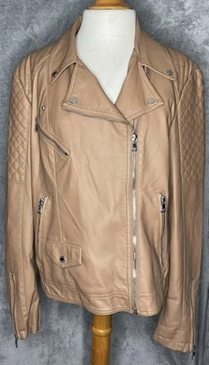 Chaqueta de motociclista Express XL de cuero sintético tostado acolchada con cremallera en el hombro   Foto 1 de 4
