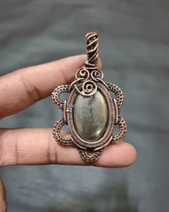 Apache Pyrite Pendant Copper Wire Wrapped Pendant Copper Jewelry Gift For Her - Picture 1 of 5