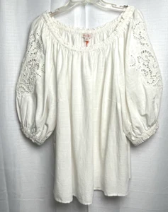 Knox Rose Women's Peasant Top Balloon Sleeve On/Off The Shoulder XXL Ivory - Picture 1 of 6