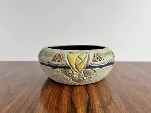 Roseville Mostique 6-3/4” Arts And Crafts Pottery Yellow Rose Bowl - Picture 1 of 8