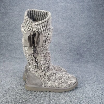 Botas UGG Mahalya para mujer talla 7 gris tejido con cable altas acogedoras invierno 1008686 Foto 1 de 4