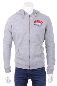 TOMMY HILFIGER Felpa con Zip Uomo Cappuccio Grigio Man - Foto 1 di 10