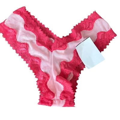 Bragas Vintage Talla Pequeña Nylon Encaje Elastizadas Rosa Caliente Transparente Y2K Corte Alto Foto 1 de 4