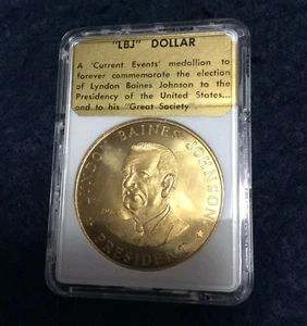 Lyndon Baines Johnson ● so-called "LBJ" Dollar  ●  Medallion ● 1964 - Picture 1 of 7