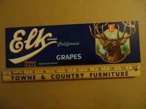 Elk brand California grapes fruit box label - Picture 1 of 1