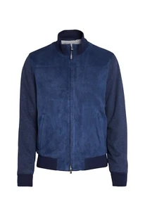 MANDELLI chaqueta de gamuza primavera verano EU 50 US 40 azul ajuste contempo... - Imagen 1 de 8