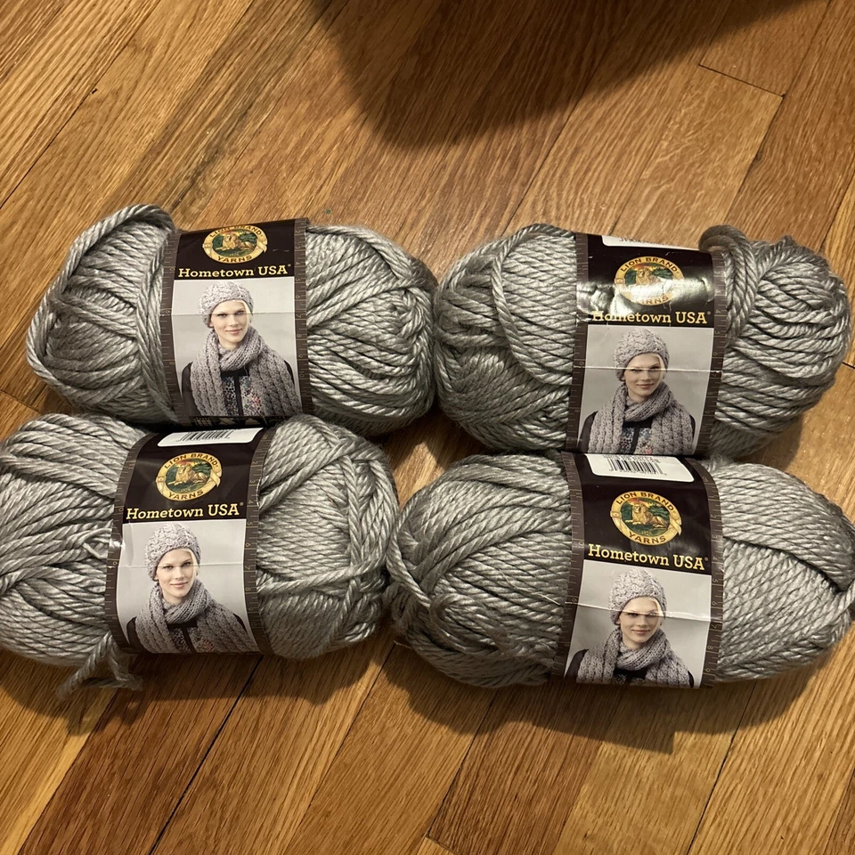 Lote De 4 Hilos Marca León Ciudad Natal EE. UU. Dallas Gris 5 OZ Madejas Super Voluminosas 6 Foto 1 de 4
