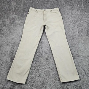 VINTAGE Wrangler Jeans Mens 38 (Fits 36x32) Beige Tan Cowboy Cut Slim 936 USA - Picture 1 of 14
