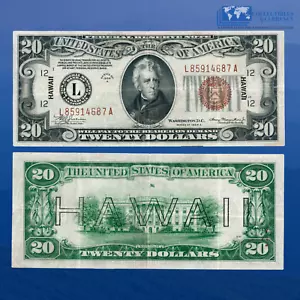 Fr.2305 1934A $20 Twenty Dollars FRN Brown Seal "HAWAII" WWII, VF+ #14687 - Picture 1 of 1