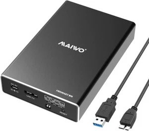 MAIWO Dual Bay Hard Drive RAID Enclosure for 2.5 Inch SATA SSD HDD, RAID 0/RAID - Picture 1 of 8