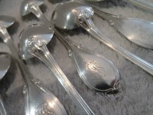 19th c french 950 silver 8 dessert luncheon spoons Queille for Odiot windings - Picture 1 of 10