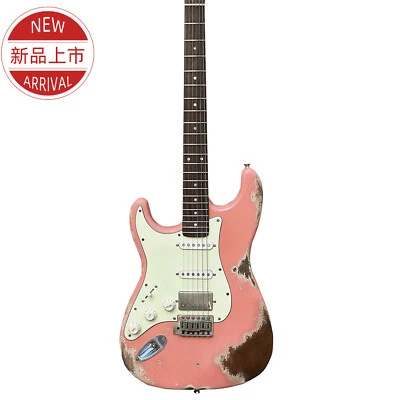 Custom ST Shell Pink Left Hand Relic Electric Guitar Chrome Parts Tremolo Bridge - Image 1 of 4