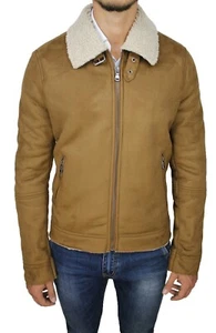 Giubbotto giacca uomo casual beige cammello scamosciato giubbino montone inverno - Bild 1 von 4