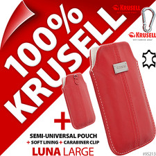 New Krusell Luna L Large GENUINE LEATHER Mobile Pouch Case Cover Sleeve + Clip