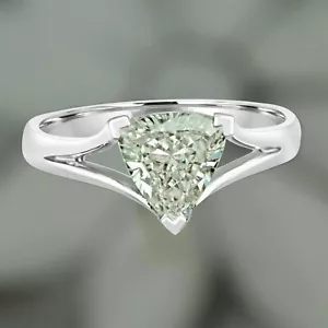 1CT Trillion Cut Simulated Diamond Women's Solitaire Ring 14K White Gold Plated - Picture 1 of 3