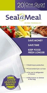 Seal A Meal Quart Size Food Storage Bags 20 Count Pre Cut For Freezer Microwave - Picture 1 of 2