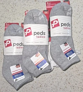 Peds Damen Frauen Fußbett Dämpfung Viertel Socken Gr. 5-10 grau weiß 18 Paar - Bild 1 von 4