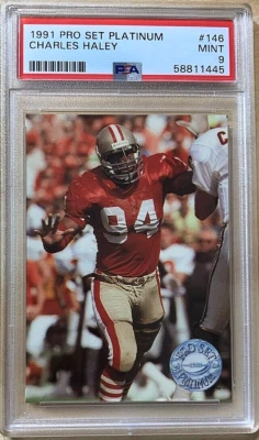 1991 Pro Set Platinum Football #146 Charles Haley PSA 9 Pop 1 three higher - Image 1 of 2