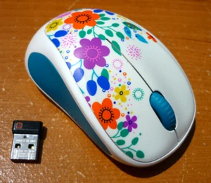 Logitech M317 M317C Wireless USB Mouse w/ Receiver Sky Blue Spring Meadow - Picture 1 of 6
