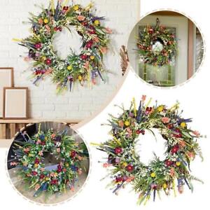 Spring Artificial Flower Wreath Front Door Wall Garland Home Party Decor W5X6
