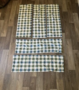 5 Fenster Volants blau grün weiß kariert gefüttert versteckte Lasche oben 41"X14" Baumwolle - Bild 1 von 8