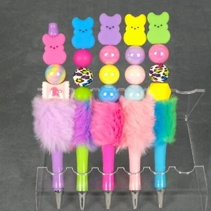 Peeps Fancy Furry Beaded Pens Neon Easter Spring Colors with Silicone Peeps - Picture 1 of 7