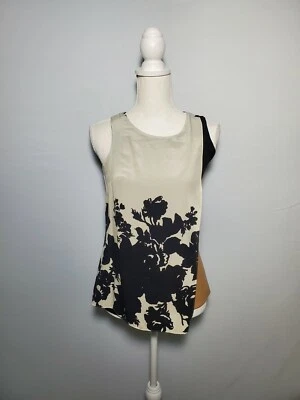 Bailey 44 Sin Mangas Blanco y Negro Floral Top Imitación Cuero Panel Mujer Talla XS. Foto 1 de 4