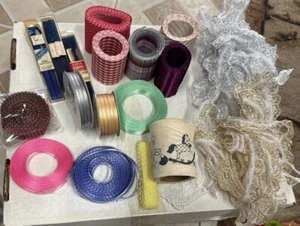 LOT Assorted Ribbon Trims New Spools Satin 0- 3” Width. Gift Wrap Or Sewing - Picture 1 of 12