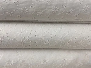 John Louden Scalloped Edge Cotton Eyelet Embroidered Fabric by the 1/2M* Florals - Picture 1 of 7