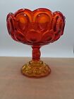 Large L.E. Smith Art Glass Moon & Stars Red / Amberina 8" Tall Compote  Glows